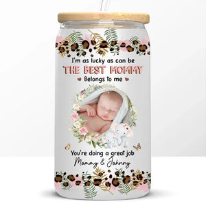 Custom Photo Welcome To The World - Family Personalized Custom Glass Cup, Iced Coffee Cup - Gift For Mom