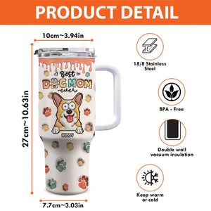 My Kids Have Paws - Dog & Cat Personalized Custom 3D Inflated Effect Printed 40 Oz Stainless Steel Tumbler With Handle - Gift For Pet Owners, Pet Lovers