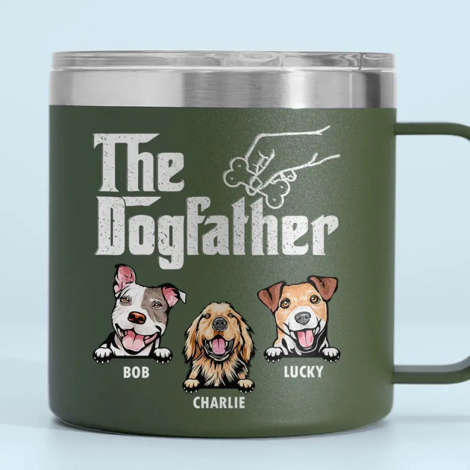 We Woof You Every Day - Dog Personalized Custom 14oz Stainless Steel Tumbler With Handle - Gift For Pet Owners, Pet Lovers