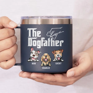 We Woof You Every Day - Dog Personalized Custom 14oz Stainless Steel Tumbler With Handle - Gift For Pet Owners, Pet Lovers