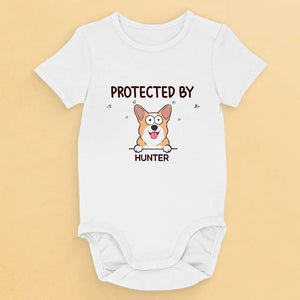 Protected By - Dog & Cat Personalized Custom Baby Onesie - Baby Shower Gift, Gift For Pet Owners, Pet Lovers