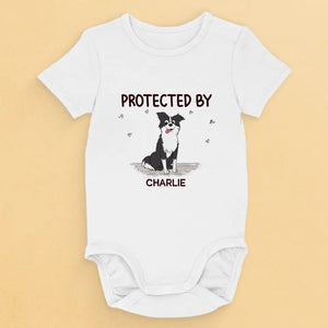 Protected By Friendly Army - Dog Personalized Custom Baby Onesie - Baby Shower Gift, Gift For Pet Owners, Pet Lovers