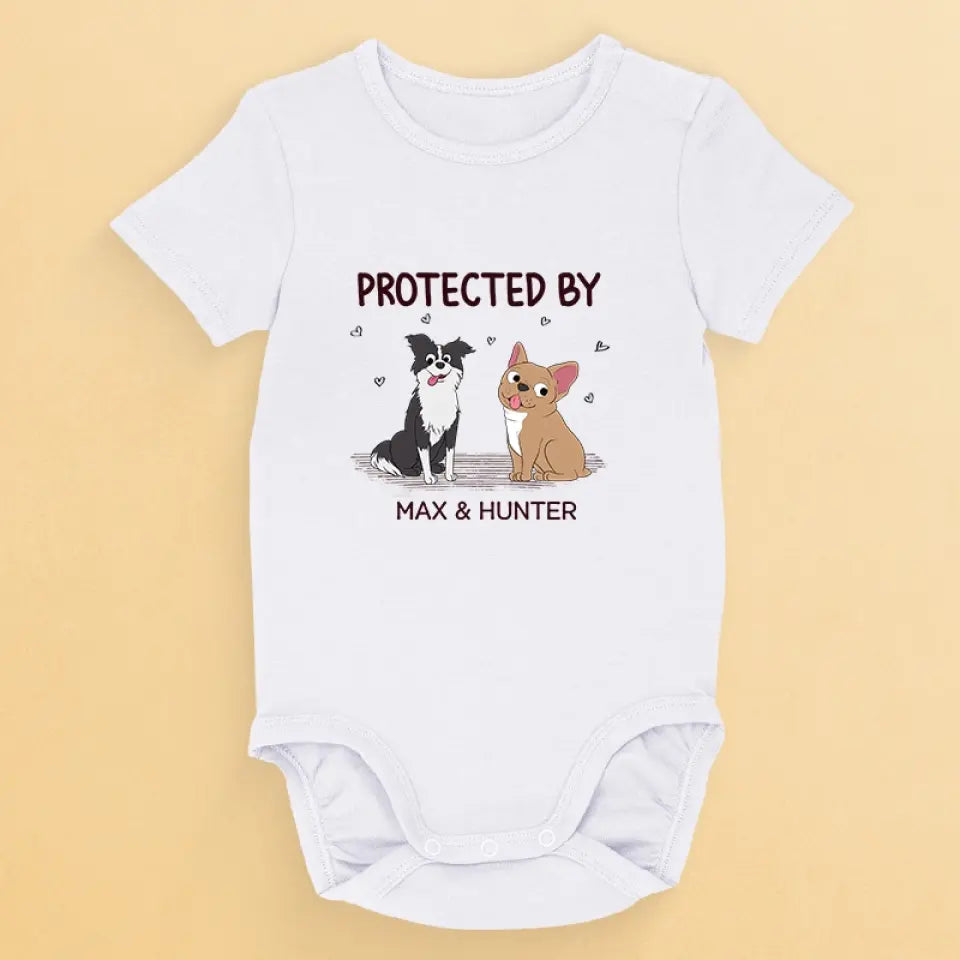 Protected By Friendly Army - Dog Personalized Custom Baby Onesie - Baby Shower Gift, Gift For Pet Owners, Pet Lovers