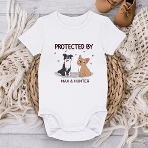 Protected By Friendly Army - Dog Personalized Custom Baby Onesie - Baby Shower Gift, Gift For Pet Owners, Pet Lovers