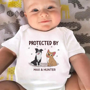 Protected By Friendly Army - Dog Personalized Custom Baby Onesie - Baby Shower Gift, Gift For Pet Owners, Pet Lovers