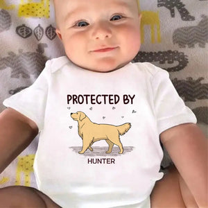 Protected By The Loyal Guardian - Dog Personalized Custom Baby Onesie - Baby Shower Gift, Gift For Pet Owners, Pet Lovers