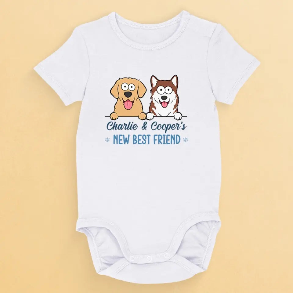 New Best Friend - Dog & Cat Personalized Custom Baby Onesie - Baby Shower Gift, Gift For Pet Owners, Pet Lovers