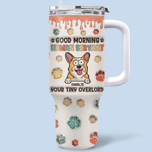 Not A Home Without Paw Prints - Dog & Cat Personalized Custom 3D Inflated Effect Printed 40 Oz Stainless Steel Tumbler With Handle - Gift For Pet Owners, Pet Lovers