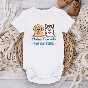 New Best Friend - Dog & Cat Personalized Custom Baby Onesie - Baby Shower Gift, Gift For Pet Owners, Pet Lovers