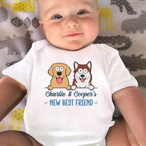 New Best Friend - Dog & Cat Personalized Custom Baby Onesie - Baby Shower Gift, Gift For Pet Owners, Pet Lovers