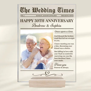 Custom Photo The Wedding Times - Couple Personalized Custom Rectangle Shaped Acrylic Plaque - Gift For Husband Wife, Anniversary