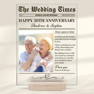 Custom Photo The Wedding Times - Couple Personalized Custom Rectangle Shaped Acrylic Plaque - Gift For Husband Wife, Anniversary