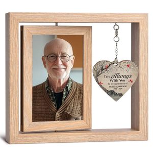 I'm Always With You - Memorial Personalized Custom Rotating Wooden Picture Frame - Sympathy Gift For Family Members