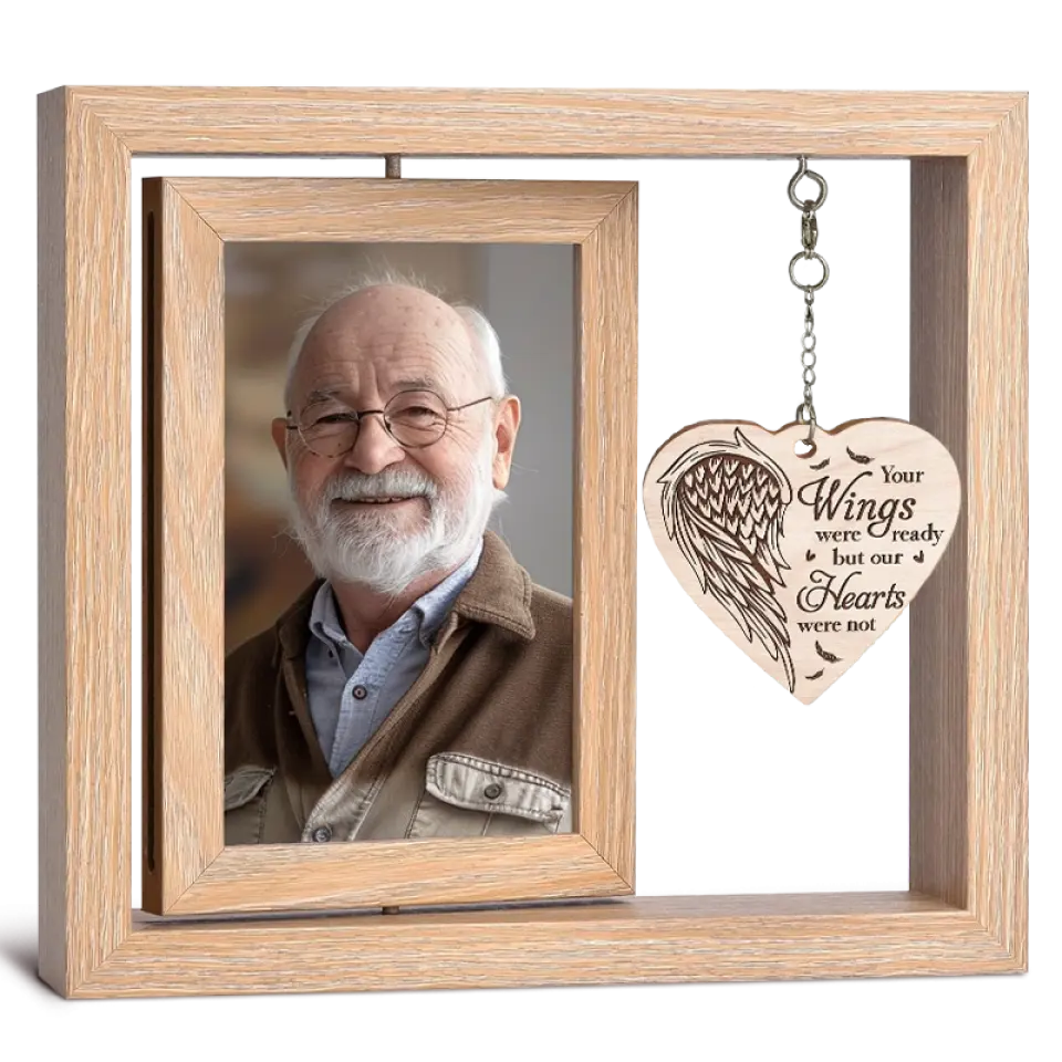 Not A Day Goes By That You Are Not Missed - Memorial Personalized Custom Rotating Wooden Picture Frame - Sympathy Gift For Family Members