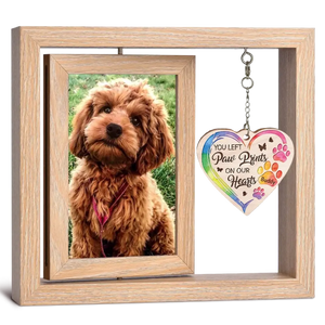 The Smallest Beings Leave The Biggest Impression - Memorial Personalized Custom Rotating Wooden Picture Frame - Sympathy Gift For Pet Owners, Pet Lovers