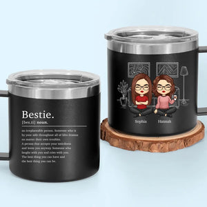 Friendship's The Wine Of Life - Bestie Personalized Custom 14oz Stainless Steel Tumbler With Handle - Gift For Best Friends, BFF, Sisters