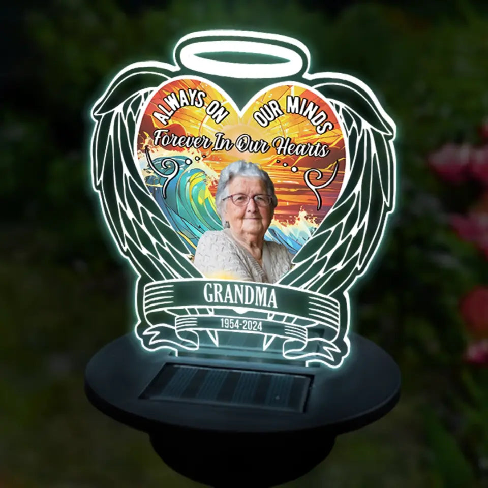 Custom Photo Always On Our Minds - Memorial Personalized Custom Garden Solar Light - Sympathy Gift For Family Members, Pet Owners, Pet Lovers