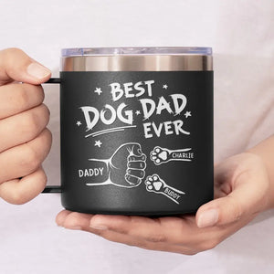 To The Most Pawsome Dad I Know - Dog & Cat Personalized Custom 14oz Stainless Steel Tumbler With Handle - Gift For Pet Owners, Pet Lovers