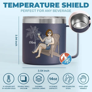 Retire From Work, But Not From Life -  Personalized Custom 14oz Stainless Steel Tumbler With Handle - Appreciation, Retirement Gift For Coworkers, Work Friends, Colleagues