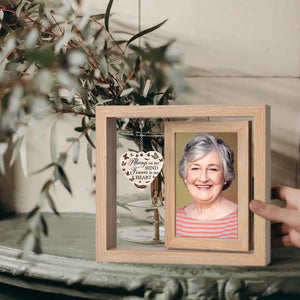 Loved And Remembered Always - Memorial Personalized Custom Rotating Wooden Picture Frame - Sympathy Gift For Family Members