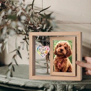 The Smallest Beings Leave The Biggest Impression - Memorial Personalized Custom Rotating Wooden Picture Frame - Sympathy Gift For Pet Owners, Pet Lovers