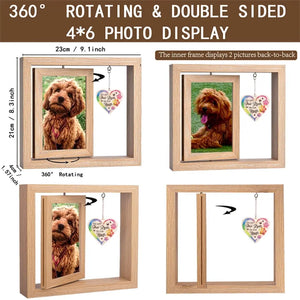 The Smallest Beings Leave The Biggest Impression - Memorial Personalized Custom Rotating Wooden Picture Frame - Sympathy Gift For Pet Owners, Pet Lovers