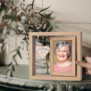 You Are Always In Our Hearts - Memorial Personalized Custom Rotating Wooden Picture Frame - Sympathy Gift For Family Members