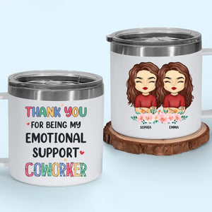 Thank You For Being My Unpaid Therapist - Bestie Personalized Custom 14oz Stainless Steel Tumbler With Handle - Gift For Best Friends, BFF, Sisters, Coworkers