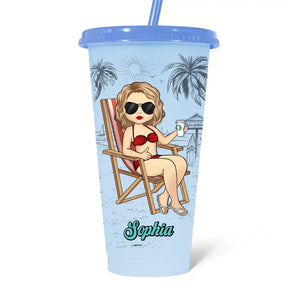 Salt In The Air, Sand In My Hair - Bestie Personalized Custom Changing Color Cup - Summer Vacation Gift, Birthday Pool Party Gift For Best Friends, BFF, Sisters