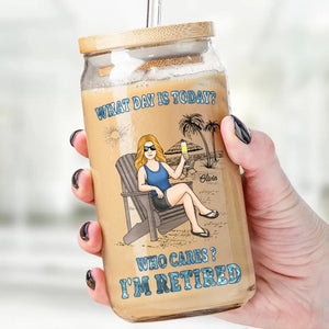 A Person Who Is Happy On Monday - Personalized Custom Glass Cup, Iced Coffee Cup - Appreciation, Retirement Gift For Coworkers, Work Friends, Colleagues