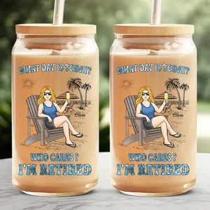 A Person Who Is Happy On Monday - Personalized Custom Glass Cup, Iced Coffee Cup - Appreciation, Retirement Gift For Coworkers, Work Friends, Colleagues