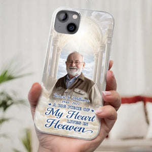 Custom Photo A Big Piece Of My Heart Lives In Heaven - Memorial Personalized Custom Clear Phone Case - Sympathy Gift For Family Members