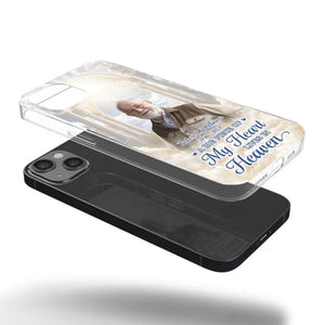 Custom Photo A Big Piece Of My Heart Lives In Heaven - Memorial Personalized Custom Clear Phone Case - Sympathy Gift For Family Members