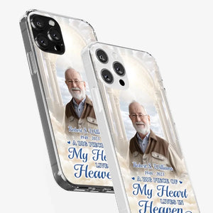 Custom Photo A Big Piece Of My Heart Lives In Heaven - Memorial Personalized Custom Clear Phone Case - Sympathy Gift For Family Members