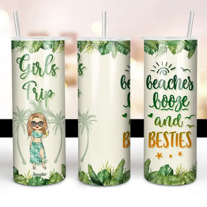 Love You To The Beach And Back - Bestie Personalized Custom Skinny Tumbler - Summer Vacation Gift For Best Friends, BFF, Sisters