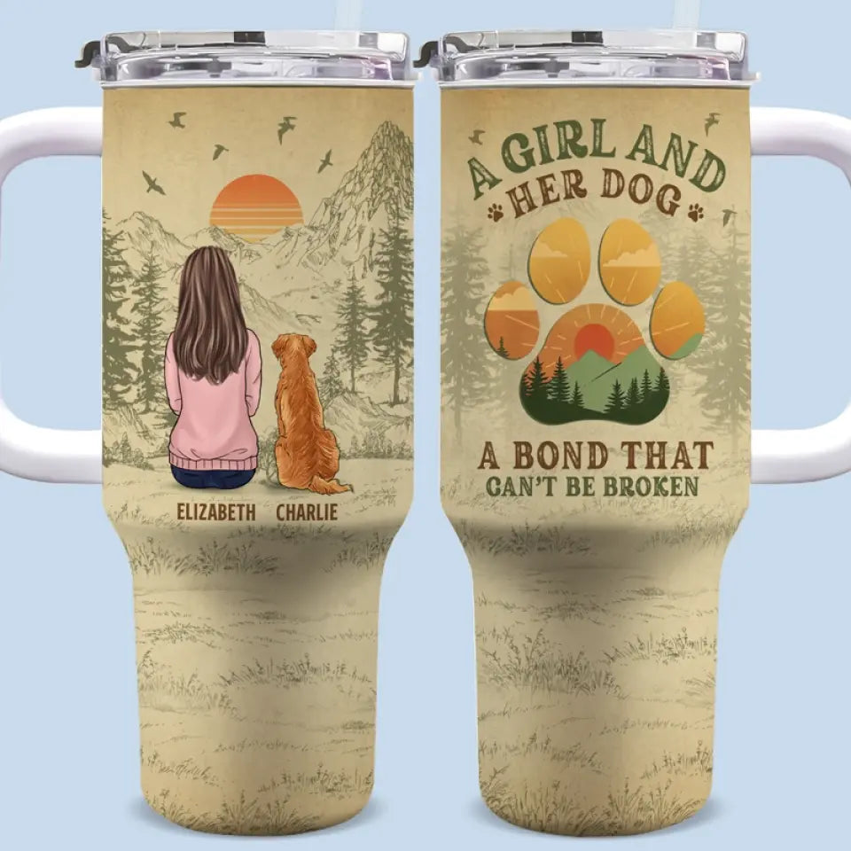 Just A Girl Who Loves Dog - Memorial Personalized Custom 40 Oz Stainless Steel Tumbler With Handle - Sympathy Gift For Dog Owners, Dog Lovers