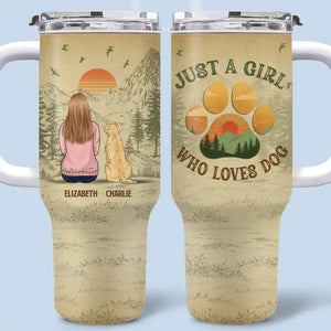 Just A Girl Who Loves Dog - Memorial Personalized Custom 40 Oz Stainless Steel Tumbler With Handle - Sympathy Gift For Dog Owners, Dog Lovers