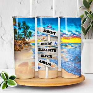 Make This Summer Unforgettable With Your Loved Ones - Family Personalized Custom Skinny Tumbler - Summer Vacation Gift For Family Members