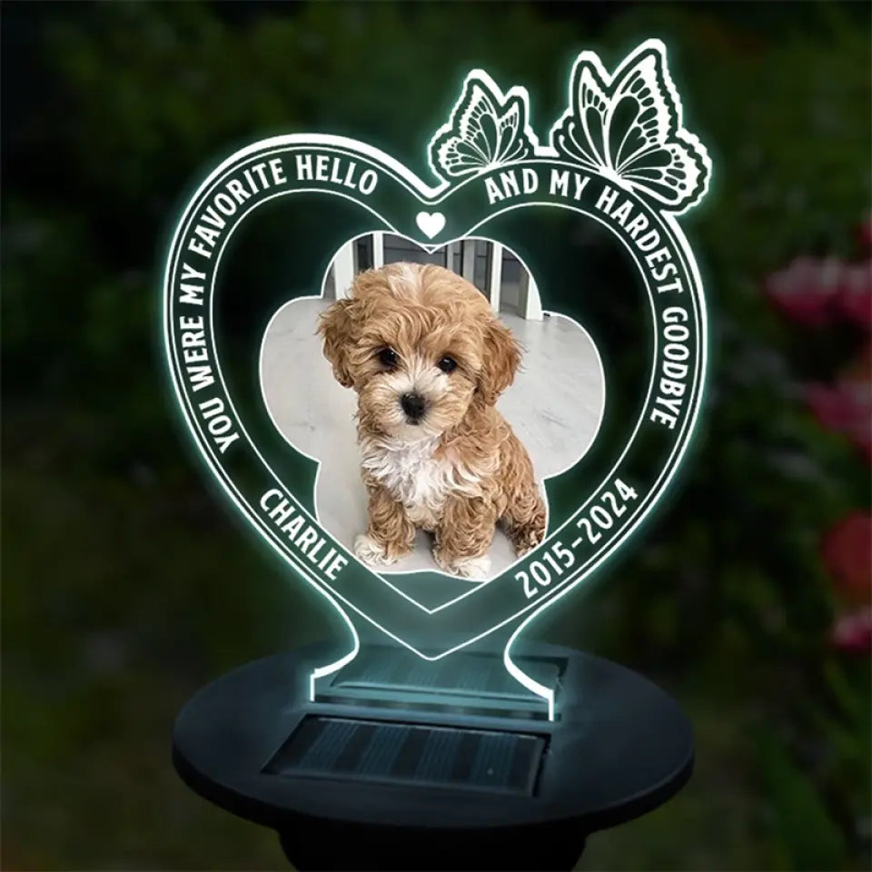 Custom Photo Run Free, Sweet Friend  - Memorial Personalized Custom Garden Solar Light - Sympathy Gift For Pet Owners, Pet Lovers