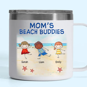 We Are Your Beach Buddies - Family Personalized Custom 14oz Stainless Steel Tumbler With Handle - Gift For Mom, Grandma