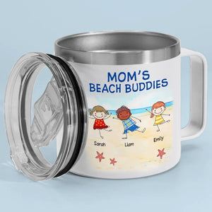 We Are Your Beach Buddies - Family Personalized Custom 14oz Stainless Steel Tumbler With Handle - Gift For Mom, Grandma