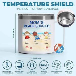 We Are Your Beach Buddies - Family Personalized Custom 14oz Stainless Steel Tumbler With Handle - Gift For Mom, Grandma