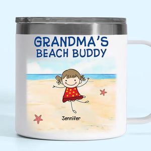 We Are Your Beach Buddies - Family Personalized Custom 14oz Stainless Steel Tumbler With Handle - Gift For Mom, Grandma