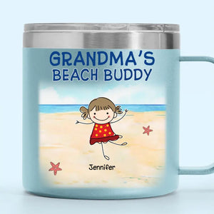 We Are Your Beach Buddies - Family Personalized Custom 14oz Stainless Steel Tumbler With Handle - Gift For Mom, Grandma