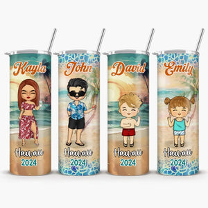 The Best Summer Vacation - Family Personalized Custom Skinny Tumbler - Summer Vacation Gift, Birthday Pool Party Gift For Family Members