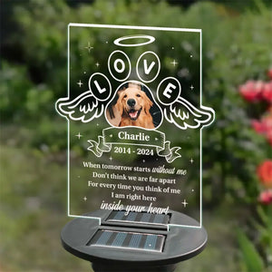 Custom Photo I Am Right Here Inside Your Heart  - Memorial Personalized Custom Garden Solar Light - Sympathy Gift For Pet Owners, Pet Lovers