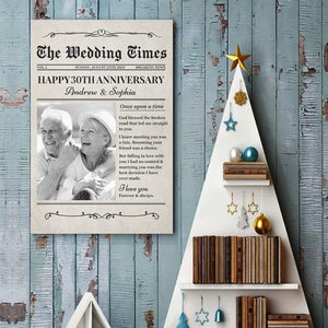 Custom Photo Newspaper Save The Date The Wedding Times - Couple Personalized Custom Vertical Poster - Gift For Husband Wife, Anniversary