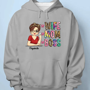 Wife, Mom, Boss - Family Personalized Custom Unisex T-shirt, Hoodie, Sweatshirt - Gift For Mom