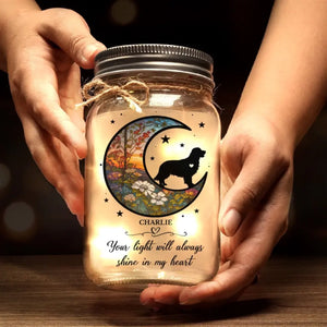 In Memory Of A Faithful Friend - Memorial Personalized Custom Mason Jar Light - Sympathy Gift For Pet Owners, Pet Lovers