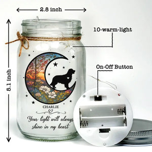 In Memory Of A Faithful Friend - Memorial Personalized Custom Mason Jar Light - Sympathy Gift For Pet Owners, Pet Lovers